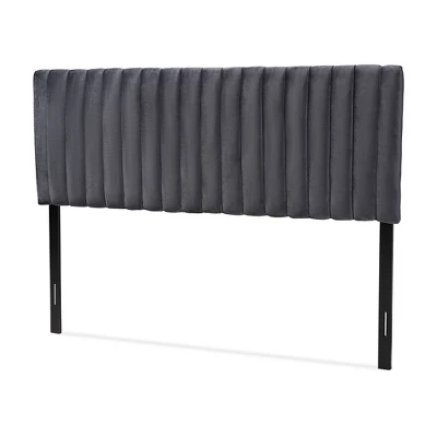 Emile Velvet Fabric Upholstered And Wood Headboard - Baxton Studio 3 Emile Velvet Fabric Upholstered And Wood Headboard - Baxton Studio - Image 3