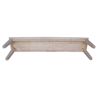 72" Shaker Style Bench Unfinished - International Concepts 4 72" Shaker Style Bench Unfinished - International Concepts - Image 4