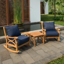 Cambridge Casual Abbington Teak Outdoor Patio Rocking Chair With Cushion -Living Space Shop GUEST 84af00cc eaaa 4e4c 80e3 ba4b4ec608c4
