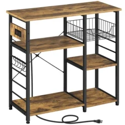 Yaheetech Vintage Kitchen Island Baker's Rack With Power Outlet Utility Microwave Stand -Living Space Shop GUEST 854a9814 926a 46cb b221 f970278fd6df