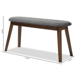 Baxton Studio Easton Mid Century Modern Walnut Finished Wood Fabric Upholstered Bench -Living Space Shop GUEST 863a3145 d0e5 4d2d b64d d1e231148e26