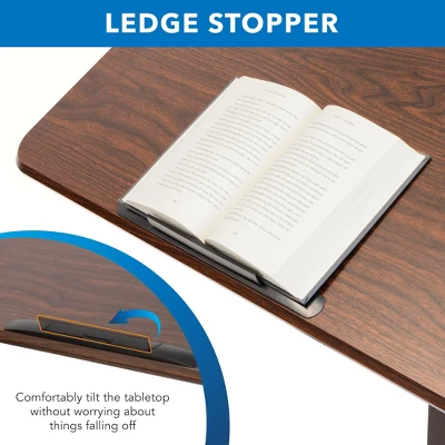 Mount-It! Height Adjustable Overbed Desk And Table With Tilting Tabletop | Overbed Medical Table With Wheels | Dark Walnut 7 Mount-It! Height Adjustable Overbed Desk And Table With Tilting Tabletop | Overbed Medical Table With Wheels | Dark Walnut - Image 7