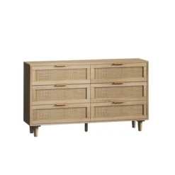 6-Drawer Rattan Dresser For Living Room And Bedroom, Natural - ModernLuxe -Living Space Shop GUEST 88e10631 59fb 4ddb b73c 522ff3746476
