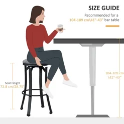 HOMCOM Bar Stools Set Of 2, Vintage Barstools With Footrest, Microfiber Cloth Bar Chairs 29 Inch Seat Height With Steel Legs, Dark Gray -Living Space Shop GUEST 8a65983b 5108 4179 ae62 c80af340049e