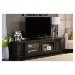Viveka Wood Cabinet With 2 Glass Doors And 2 Doors TV Stand For TVs Up To 75" Dark Brown - Baxton Studio -Living Space Shop GUEST 8bb4a30f 13e6 4d9d 9d4b a3750365a12e
