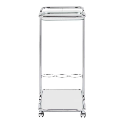 Ripley Chrome Finish Bar Cart Silver - Inspire Q 4 Ripley Chrome Finish Bar Cart Silver - Inspire Q - Image 4