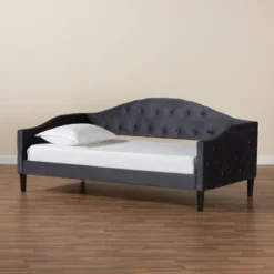 Benjamin Velvet Fabric Upholstered And Wood Daybed - Baxton Studio -Living Space Shop GUEST 8de3150a a5b3 4b51 aa11 8c6aa5365b01