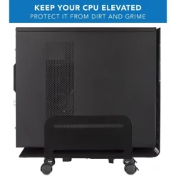 Mount-It! Rolling CPU Stand With Wheels | Heavy Duty Desktop Computer Tower Cart With Ventilation And Adjustable Width From 4.87 To 8.5 Inches | Steel