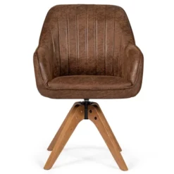 Costway Mid Century Swivel Accent Chair Hot-Stamping Cloth Armchair Retro Brown -Living Space Shop GUEST 8f37b87c 3c68 449d b72a 31fd9bca095e