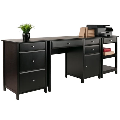 3pc Delta Home Office Set Black - Winsome 2 3pc Delta Home Office Set Black - Winsome - Image 2