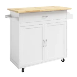 Kitchen Island With Spice Rack And Storage Cabinet – Rolling Cart With Drawers To Use As Coffee Bar, Microwave Stand Or Storage By Lavish Home (White) -Living Space Shop GUEST 949522e9 608b 4531 a05a 6237ae5d6c59