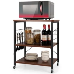 Costway 3-Tier Kitchen Baker's Rack Microwave Oven Storage Cart W/ Hook 24 Costway 3-Tier Kitchen Baker's Rack Microwave Oven Storage Cart W/ Hook -Living Space Shop GUEST 95704ece 8125 4fd2 90a4 fe78d95487c8