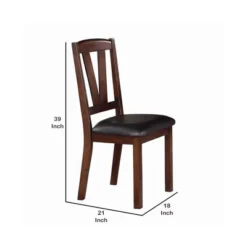 Set Of 2 Solid Wood Leather Seat Side Chair Brown - Benzara -Living Space Shop GUEST 9643afca 8d57 4ae5 bfb9 c8574c7cdec9