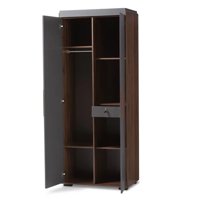 7 Shelf Wardrobe Rikke Two-Tone Wood Storage Cabinet Brown - Baxton Studio 10 7 Shelf Wardrobe Rikke Two-Tone Wood Storage Cabinet Brown - Baxton Studio - Image 10