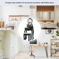 Tangkula Vanity Mirror Makeup Dressing Table Set W/ Stool Drawer Wood Desk 13 Tangkula Vanity Mirror Makeup Dressing Table Set W/ Stool Drawer Wood Desk -Living Space Shop GUEST 98075a6e 9440 4bf1 9de7 8d596e4c61ad