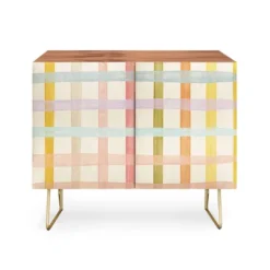 Gigi Rosado Pastel Plaid Walnut Credenza - Deny Designs -Living Space Shop GUEST 9864e232 be32 4f04 94dd 38291afb4da3
