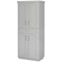 HOMCOM Modern Kitchen Pantry Freestanding Cabinet Cupboard With Doors And Drawer, Adjustable Shelving -Living Space Shop GUEST 9901c399 fa52 467c 8ade a0ea6a1f1f32