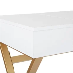 Juliette Vanity Desk Gold Legs With Top White - OSP Home Furnishings -Living Space Shop GUEST 99274e78 2d0d 4e5e b218 4e6bc6a830a5