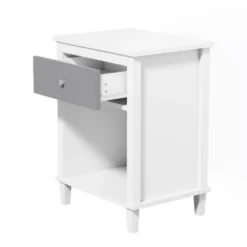 Organnice White Shelf Drawer Nightstand