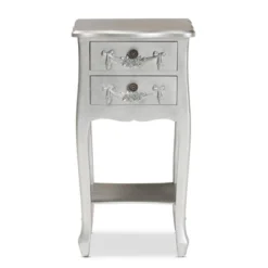 Eliya Brushed Wood 2 Drawer Nightstand Silver - Baxton Studio -Living Space Shop GUEST 9ab67a92 5dc0 4c0a 8e67 491a500d8533