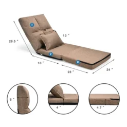 Costway Fold Down Chair Flip Out Lounger Convertible Sleeper Couch Futon Bed W/ Pillow 11 Costway Fold Down Chair Flip Out Lounger Convertible Sleeper Couch Futon Bed W/ Pillow -Living Space Shop GUEST 9c7eee78 d6db 4bfb b806 774e05b76879