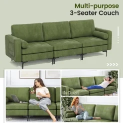 Costway Modular 3-Seat Sofa Couch W/ Socket USB Ports & Side Storage Pocket Army Green 15 Costway Modular 3-Seat Sofa Couch W/ Socket USB Ports & Side Storage Pocket Army Green -Living Space Shop GUEST 9ced6bd8 8d27 425e b0ca bb41979c683f