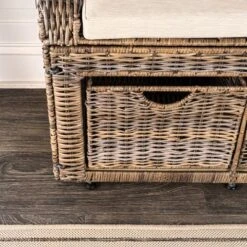 Happimess Palermo 34.50" 2 Drawer Wicker Storage Bench, Gray -Living Space Shop GUEST 9d596b9f 2ff5 4966 a892 fbba14123b5c