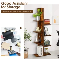Tangkula Modern Multi-Layer Bookshelf Floor Standing Bookcase W/Anti-fall Device Storage Rack For Home Office Rustic 17 Tangkula Modern Multi-Layer Bookshelf Floor Standing Bookcase W/Anti-fall Device Storage Rack For Home Office Rustic -Living Space Shop GUEST 9db257e2 1a9a 4108 8433 ca534afb9e78