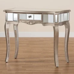 Elgin Brushed Wood And Mirrored Glass 1 Drawer Console Table Silver/Mirror - Baxton Studio 12 Elgin Brushed Wood And Mirrored Glass 1 Drawer Console Table Silver/Mirror - Baxton Studio -Living Space Shop GUEST 9df93957 8564 4b7c 8d3c a7b685434fd7