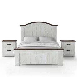 3pc Willow Rustic Bedroom Set With 2 Nightstands Distressed White/Walnut - HOMES: Inside + Out -Living Space Shop GUEST 9f0f4443 b3a9 4d75 9ed5 43419b4e2371