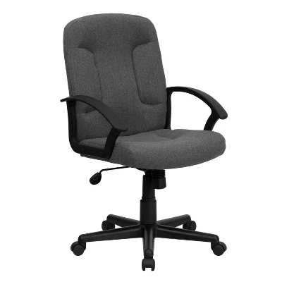 Emma And Oliver Mid-Back Fabric Executive Swivel Office Chair With Nylon Arms 12 Emma And Oliver Mid-Back Fabric Executive Swivel Office Chair With Nylon Arms - Image 12