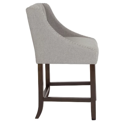 Merrick Lane Upholstered Counter Stool 24" High Transitional Tufted Counter Stool With Accent Nail Trim 2 Merrick Lane Upholstered Counter Stool 24" High Transitional Tufted Counter Stool With Accent Nail Trim - Image 2