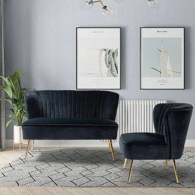 Velvet Nicolas Loveseat Sofa | Karat Home 1 Velvet Nicolas Loveseat Sofa | Karat Home