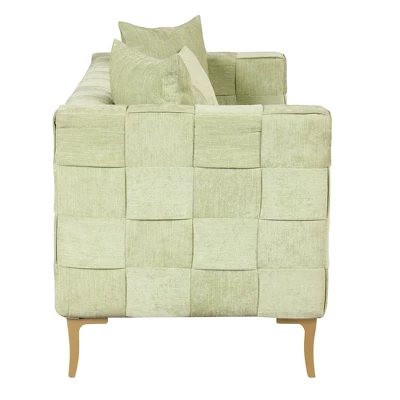 80.5" Modern Upholstered Sofa With Golden Metal Legs And 4 Pillows-ModernLuxe 9 80.5" Modern Upholstered Sofa With Golden Metal Legs And 4 Pillows-ModernLuxe - Image 9