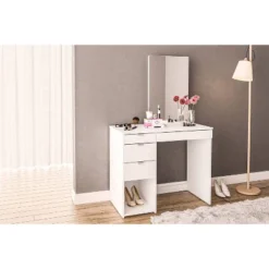 Joplin Vanity With Mirror White - Polifurniture -Living Space Shop GUEST a153e52e 8405 4b0e 8d4b b3ff857f4ad4