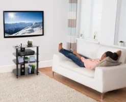 Mount-It! AV Component Media Stand, Audio Tower And Media Center With 4 Tempered Glass Shelves, 88 Lbs. Capacity, Black Silk -Living Space Shop GUEST a1f189be 5f70 4998 a5d3 60826b347a60