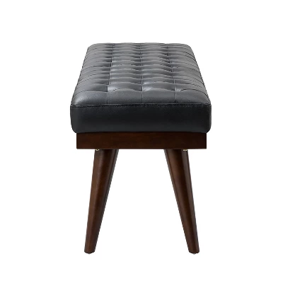 Olga 55.5" Wide Mid-century Modern Genuine Leather Bedroom Bench |ARTFUL LIVING DESIGN 5 Olga 55.5" Wide Mid-century Modern Genuine Leather Bedroom Bench |ARTFUL LIVING DESIGN - Image 5