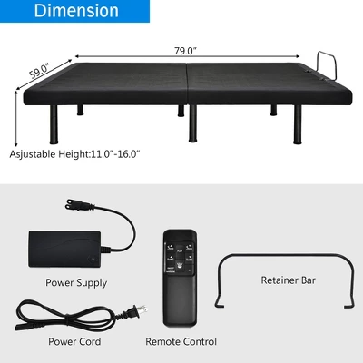 Costway Adjustable Bed Base Electric Bed Frame With Massage Remote Control Queen 2 Costway Adjustable Bed Base Electric Bed Frame With Massage Remote Control Queen - Image 2
