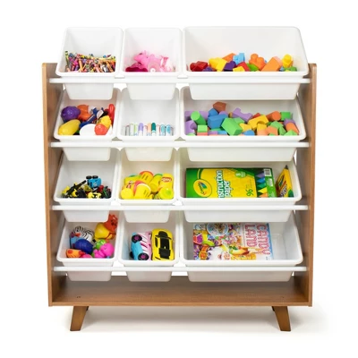 Morgan Mid-Century 12 Bin Toy Storage Wood/White - Humble Crew 2 Morgan Mid-Century 12 Bin Toy Storage Wood/White - Humble Crew - Image 2