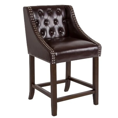 Merrick Lane Upholstered Counter Stool 24" High Transitional Tufted Counter Stool With Accent Nail Trim 17 Merrick Lane Upholstered Counter Stool 24" High Transitional Tufted Counter Stool With Accent Nail Trim - Image 17