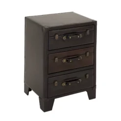 Traditional Wood And Faux Leather Cabinet Dark Brown - Olivia & May -Living Space Shop GUEST a34dde45 eeee 4440 bd17 f624c46cbd95