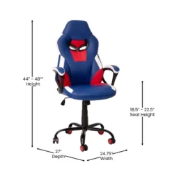 Emma And Oliver Faux Leather Ergonomic High Back Gaming Chair With Adjustable Seat Height, Lumbar Support And Padded Arms In Red, White & Blue -Living Space Shop GUEST a3fad12d 3b47 43be 84f7 ae133e20ef10