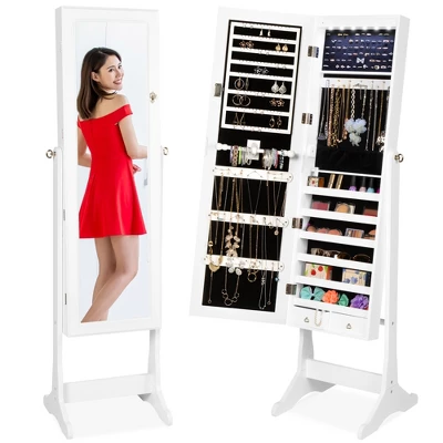 Best Choice Products 6-Tier Standing Mirror Lockable Storage Organizer Cabinet Armoire W/ LED Lights 7 Best Choice Products 6-Tier Standing Mirror Lockable Storage Organizer Cabinet Armoire W/ LED Lights - Image 7