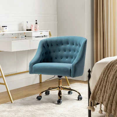Anika Home Office Task Chair Velvet Tufted Swivel Adjustable Swivel 360 Degree Wheels | Karat Home 11 Anika Home Office Task Chair Velvet Tufted Swivel Adjustable Swivel 360 Degree Wheels | Karat Home - Image 11