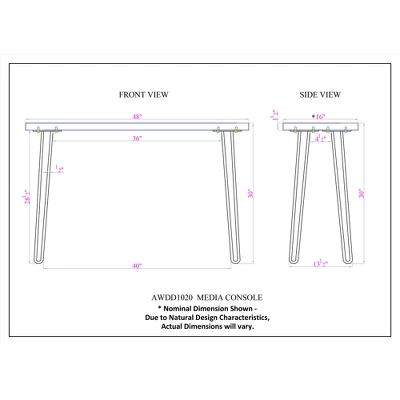 Alaterre Furniture Hairpin Natural Brown Live Edge Media Console Table Metal And Wood 9 Alaterre Furniture Hairpin Natural Brown Live Edge Media Console Table Metal And Wood - Image 9