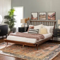 Boho Solid Wood Spindle Platform Bed - Saracina Home -Living Space Shop GUEST a59e04b0 9472 44a4 aa47 43be053d19eb