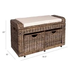 Happimess Palermo 34.50" 2 Drawer Wicker Storage Bench, Gray -Living Space Shop GUEST a65d3c7e 10cc 4b8f b6a9 1f91147aaa59
