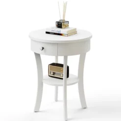 Costway 2-tier Side End Sofa Table Round Nightstand For Bedroom Living Room White/Espresso 21 Costway 2-tier Side End Sofa Table Round Nightstand For Bedroom Living Room White/Espresso -Living Space Shop GUEST a7530218 8c03 4339 b747 0ab0b5bf0c33