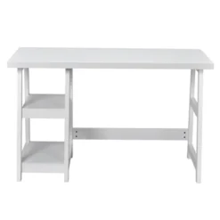 Costway Trestle Computer Desk Home Office Workstation W/Removable Shelves Vintage BlueWhite -Living Space Shop GUEST a76b249d 90f6 4972 9ff9 20d9c64a5d90