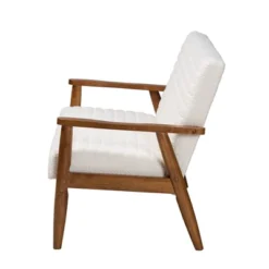 Stratton Boucle Fabric And Wood Loveseat White/Walnut Brown - Baxton Studio -Living Space Shop GUEST a8146ab7 db69 48af 9f6b a9b3af435923